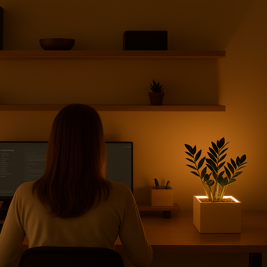 Moderne | Small Square Table LED Planter - Luna White